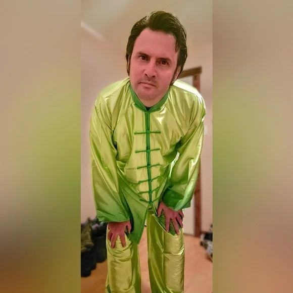 Men's Green Satin Suit. Super shiny
